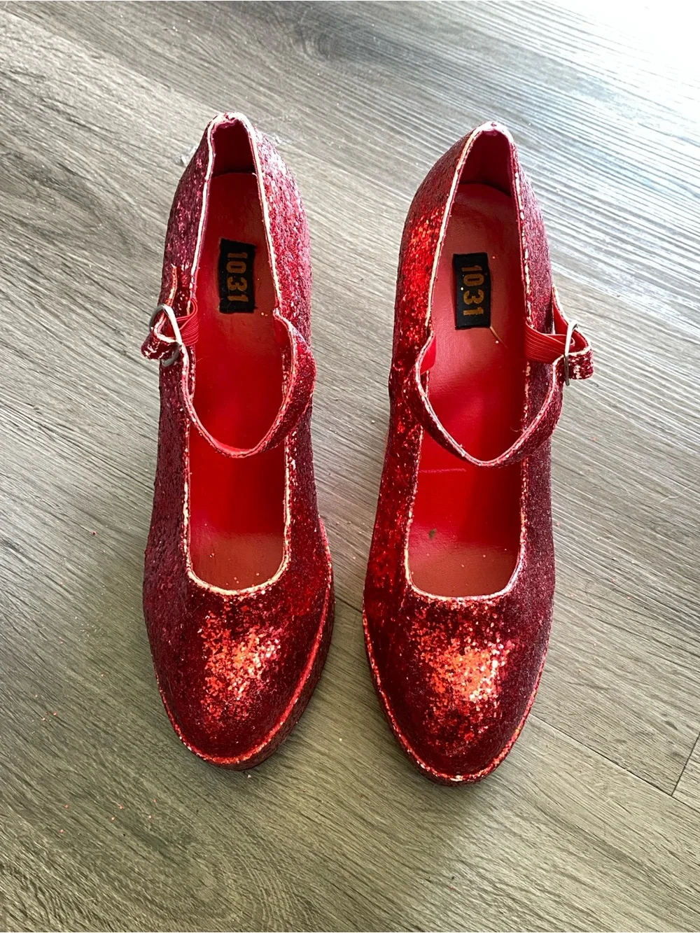 Red Glitter Mary Jane Platform Heels - Women's Fashion Pump - Dorothy Costume